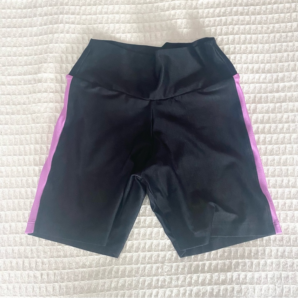 Booty by Brabants black bike shorts with purple stripe OS